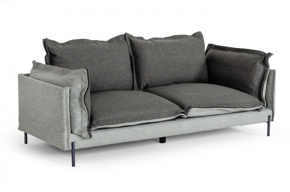 Dark Gray Polyester Blend Sofa with Silver Legs - 87-inch