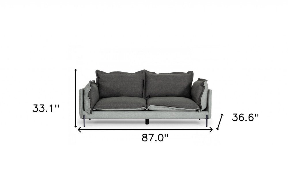 Dark Gray Polyester Blend Sofa with Silver Legs - 87-inch