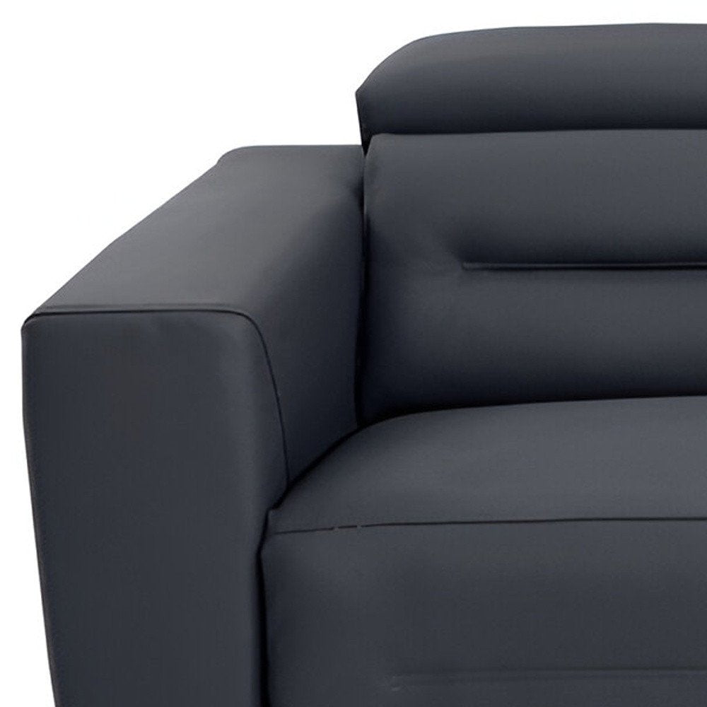 Beige Italian Leather USB Reclining Sofa with Silver Legs - 83-inch