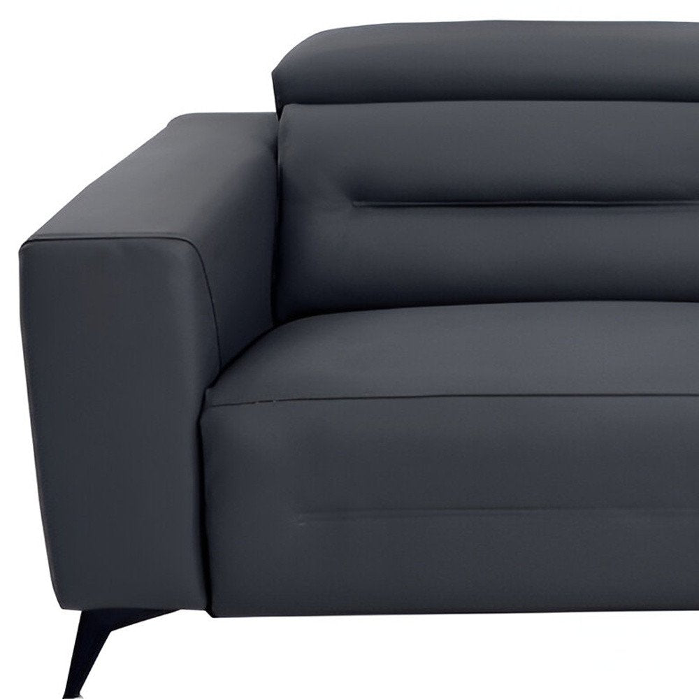 Beige Italian Leather USB Reclining Sofa with Silver Legs - 83-inch