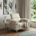 Beige Italian Leather Power Recliner Chair - 41-inch