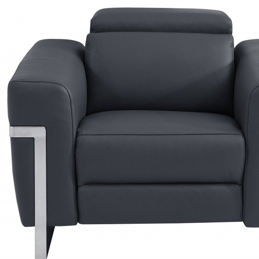 Beige Italian Leather Power Recliner Chair - 41-inch