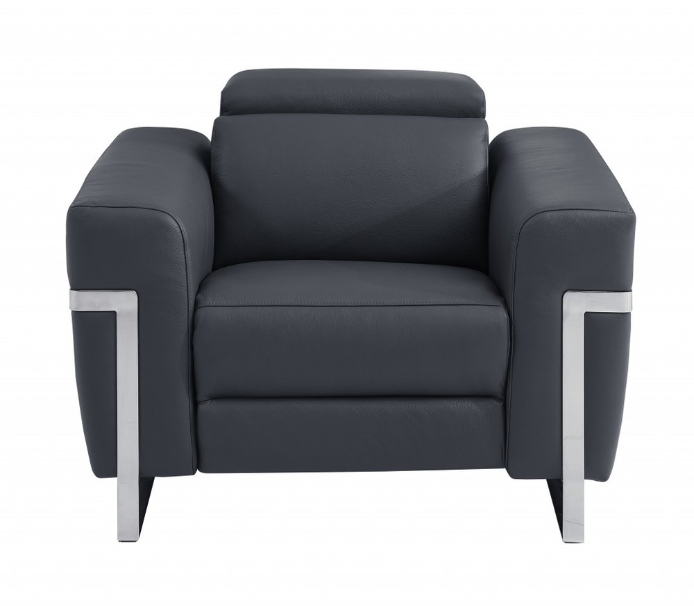 Beige Italian Leather Power Recliner Chair - 41-inch