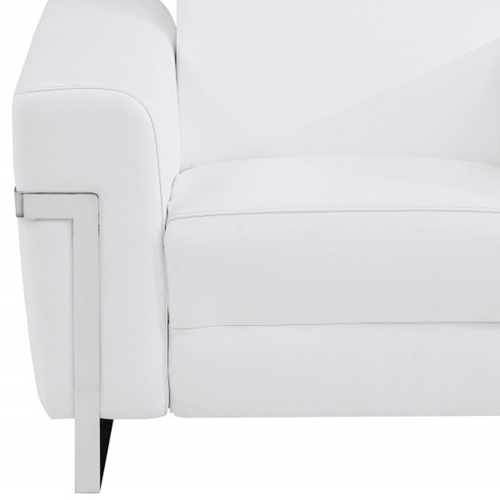 Beige Italian Leather Power Recliner Chair - 41-inch