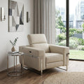 Beige Italian Leather Power Recliner Chair - 41-inch