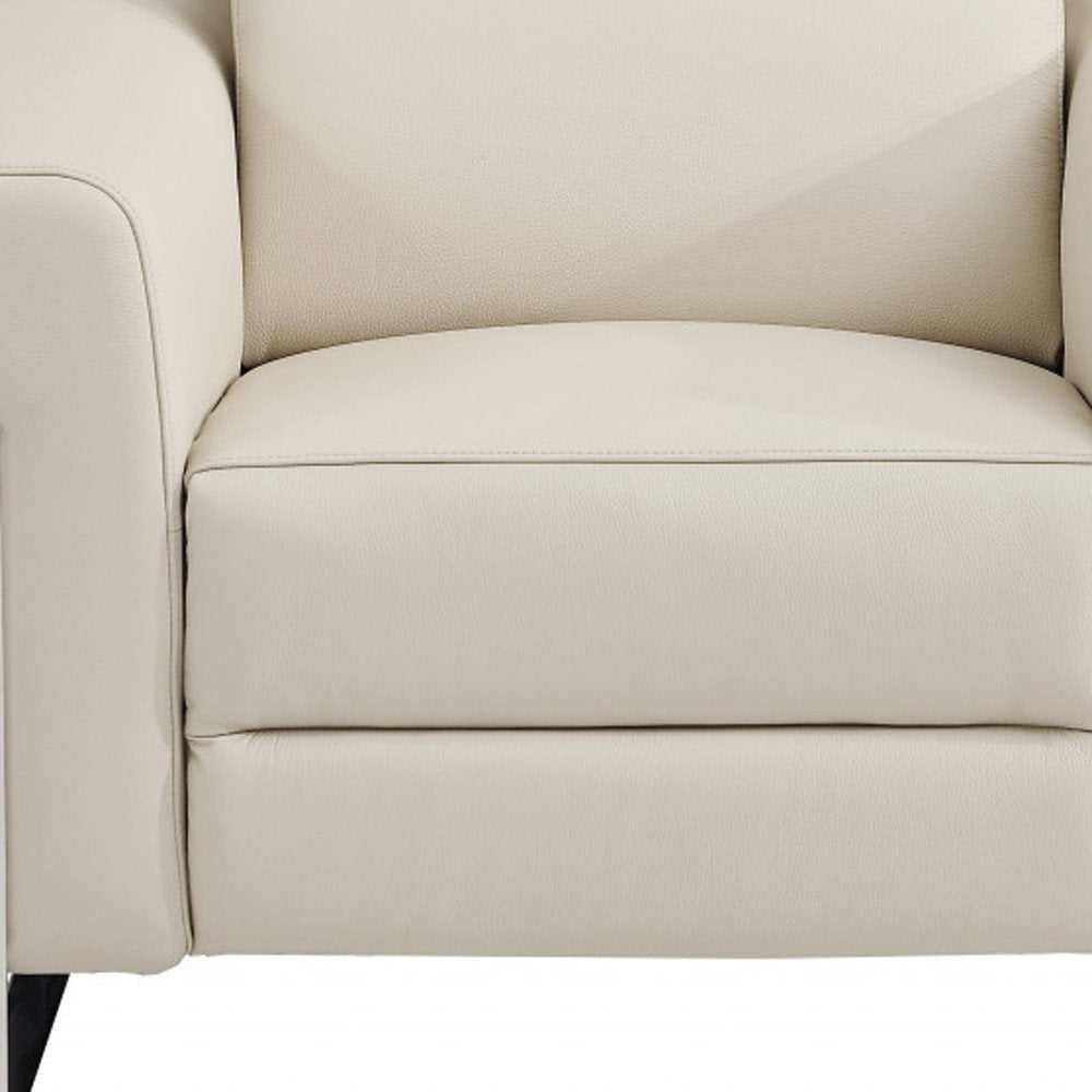 Beige Italian Leather Power Recliner Chair - 41-inch