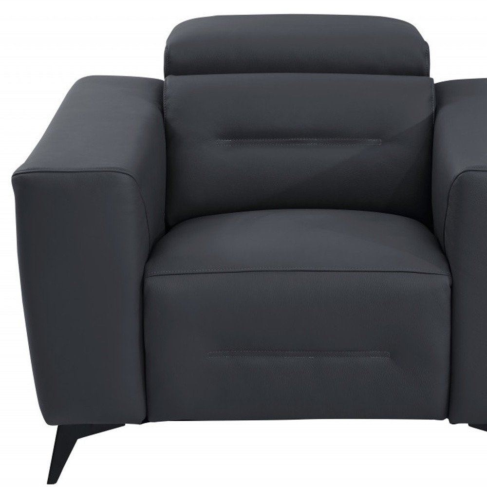 Beige Italian Leather Power Recliner Chair - 41-inch