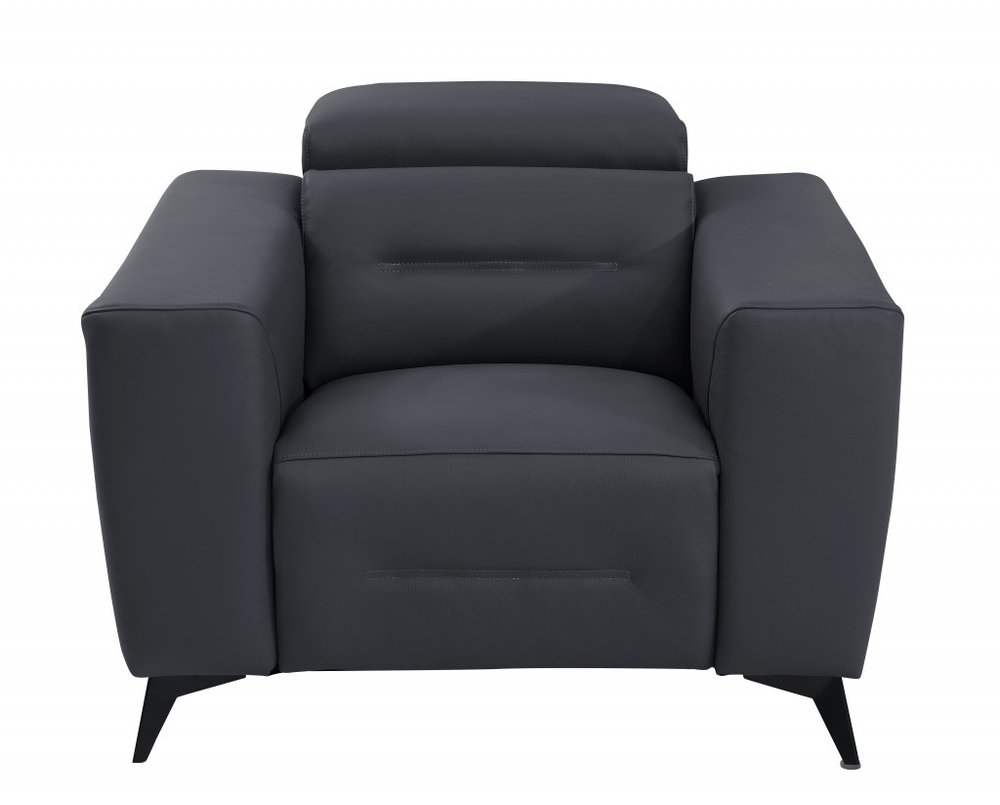 Beige Italian Leather Power Recliner Chair - 41-inch