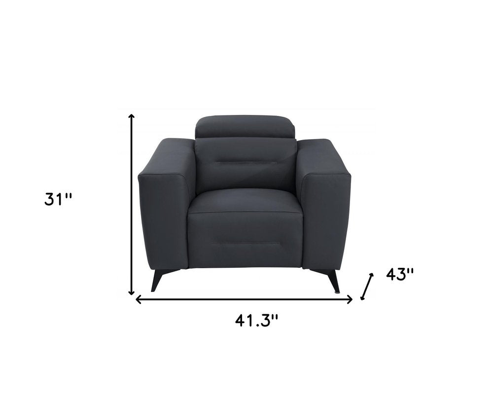 Beige Italian Leather Power Recliner Chair - 41-inch