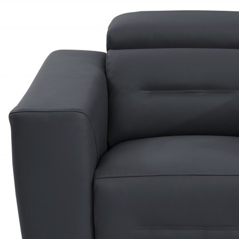 Beige Italian Leather Power Recliner Chair - 41-inch