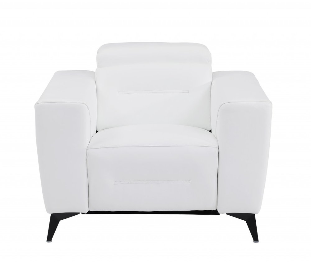 Beige Italian Leather Power Recliner Chair - 41-inch