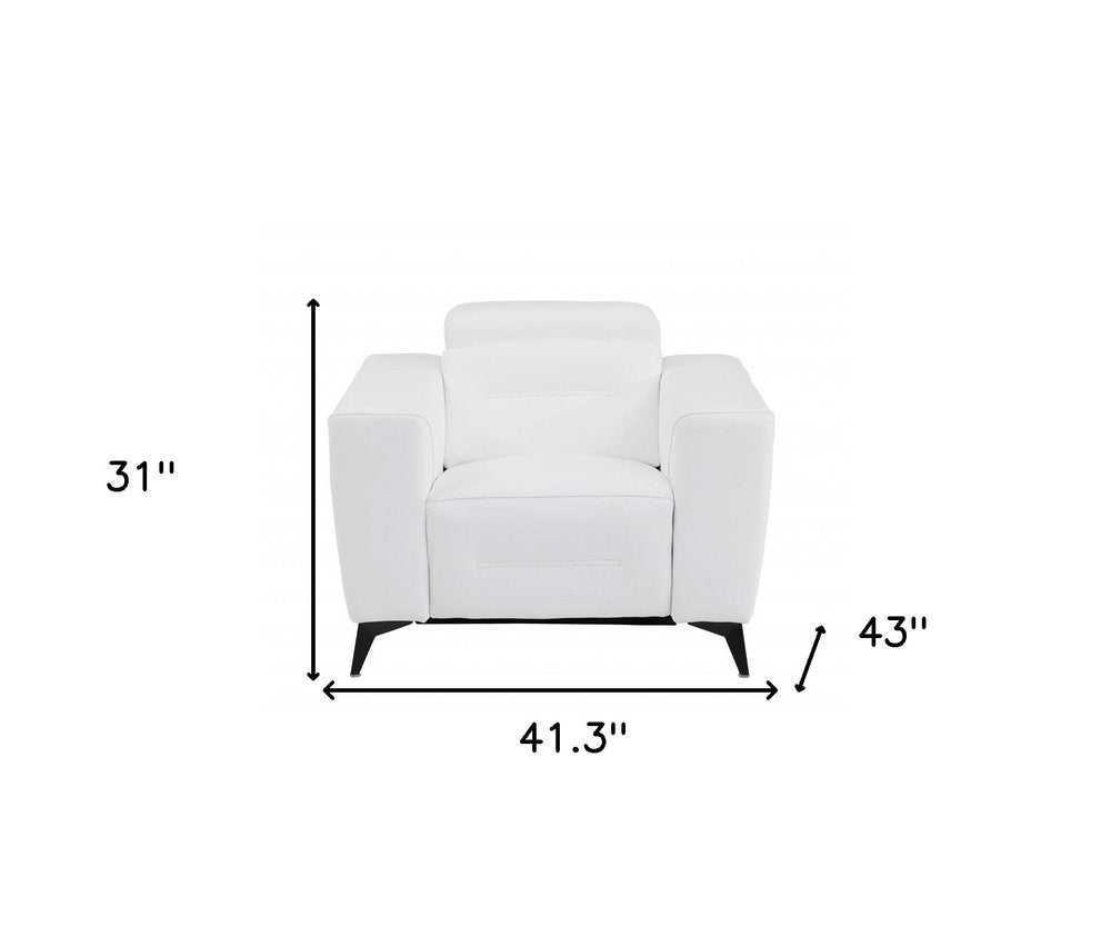 Beige Italian Leather Power Recliner Chair - 41-inch