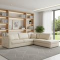 Beige Italian Leather Reclining L Shaped Two Piece Corner Sectional