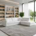 White Italian Leather Reclining L Shaped Two Piece Corner Sectional
