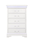 White Solid Wood Five Drawer Chest with LED Lighting - 16-inch