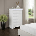 White Solid Wood Five Drawer Chest with LED Lighting - 16-inch