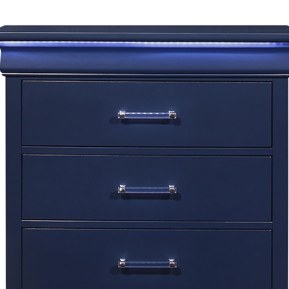 White Solid Wood Five Drawer Chest with LED Lighting - 16-inch