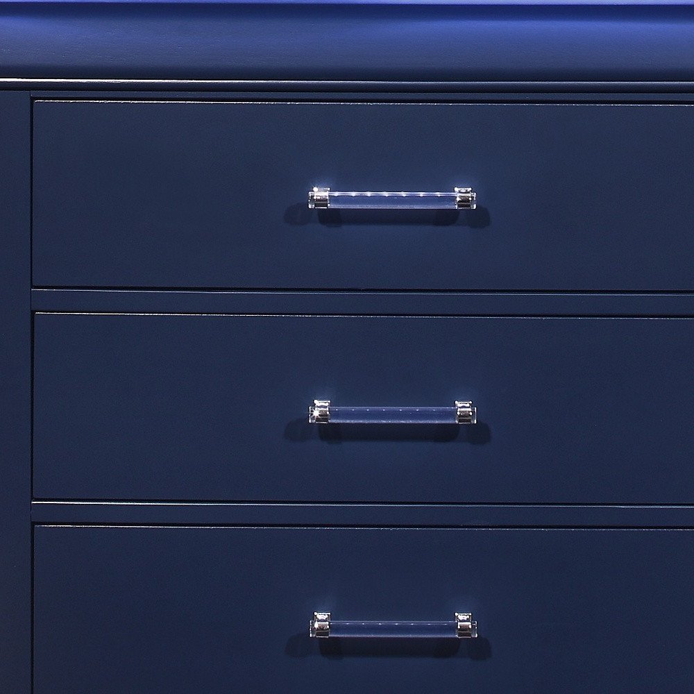 White Solid Wood Five Drawer Chest with LED Lighting - 16-inch