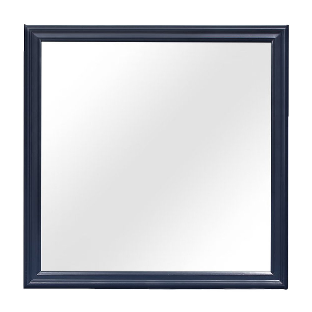 Blue Square Wood Framed Accent Mirror - 38-inch