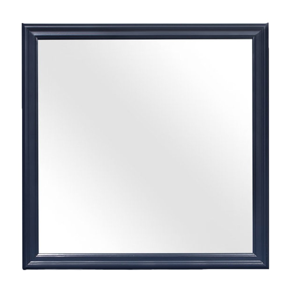 Blue Square Wood Framed Accent Mirror - 38-inch