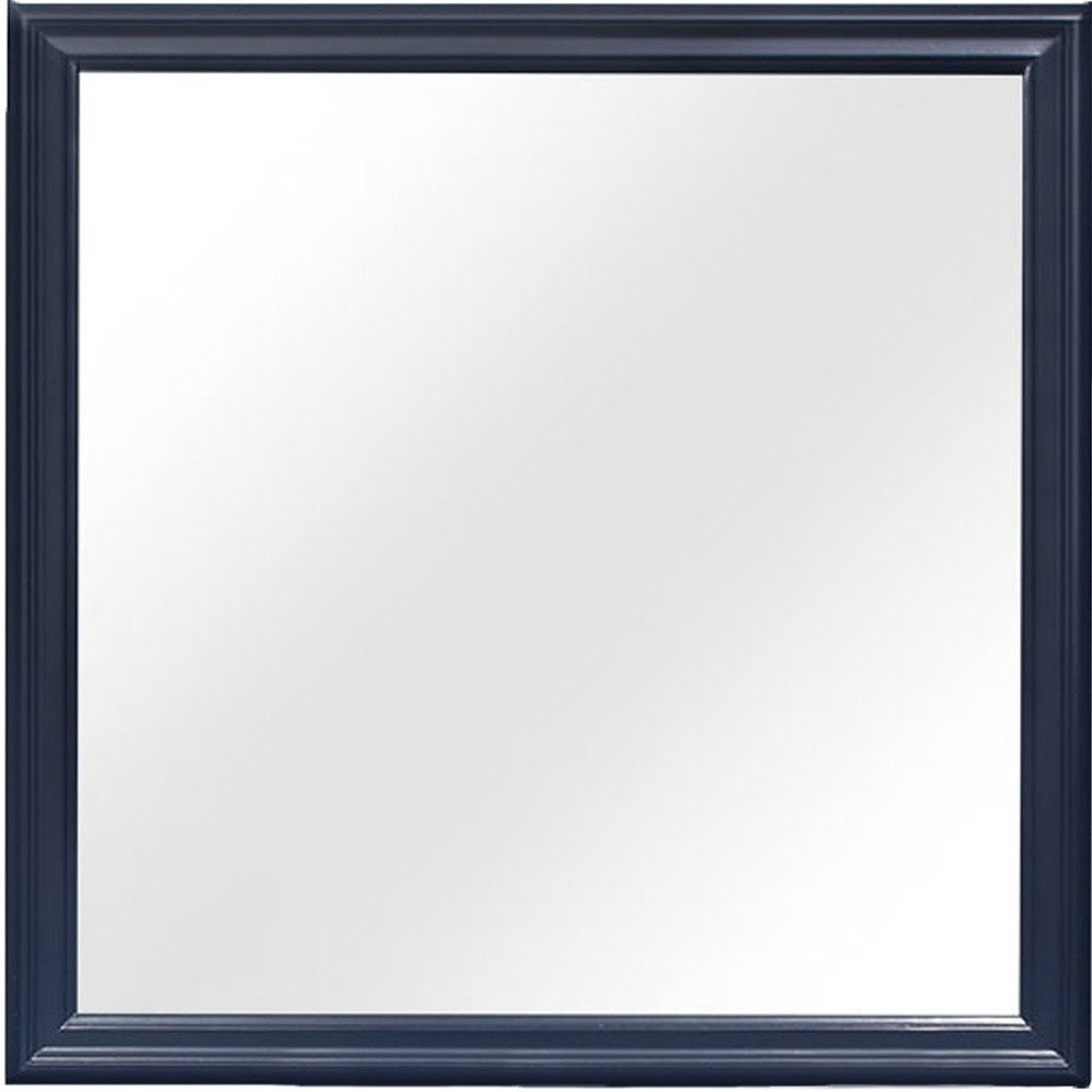 Blue Square Wood Framed Accent Mirror - 38-inch