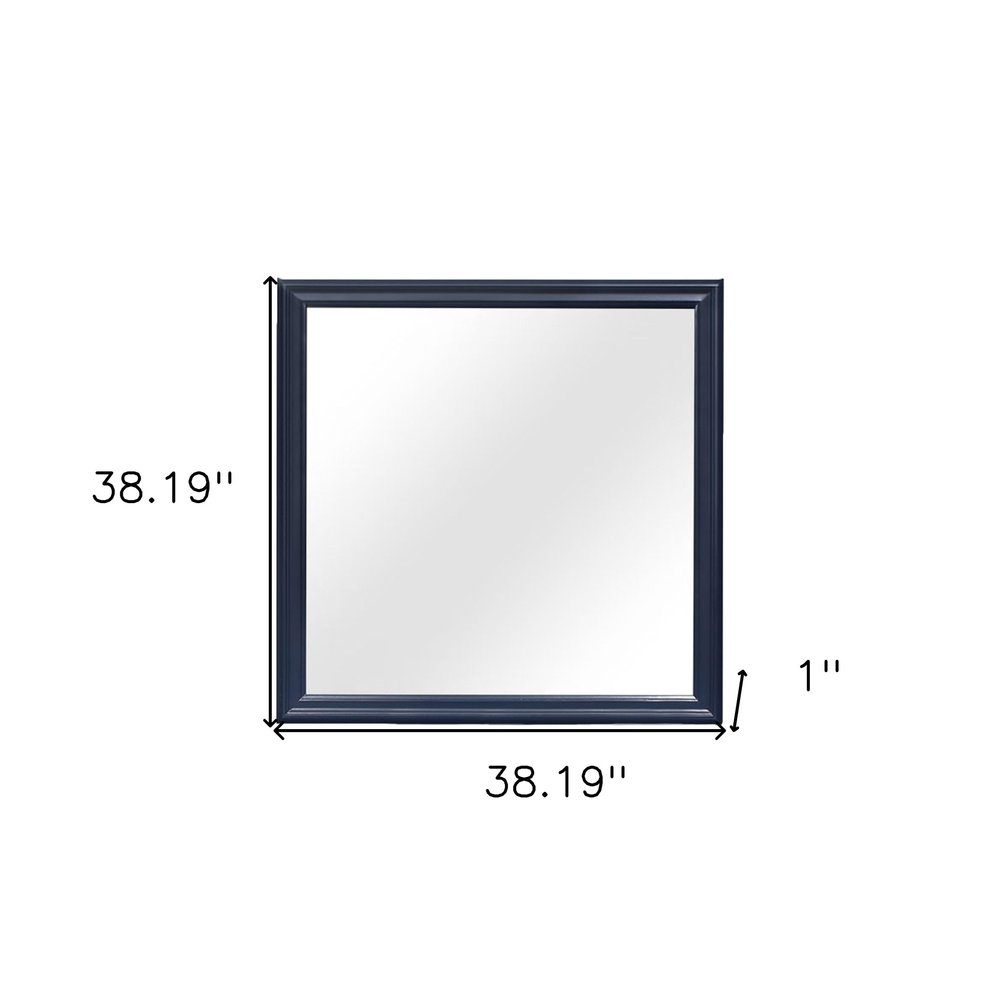 Blue Square Wood Framed Accent Mirror - 38-inch