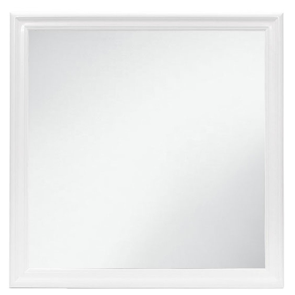 White Square Wood Framed Accent Mirror - 38-inch