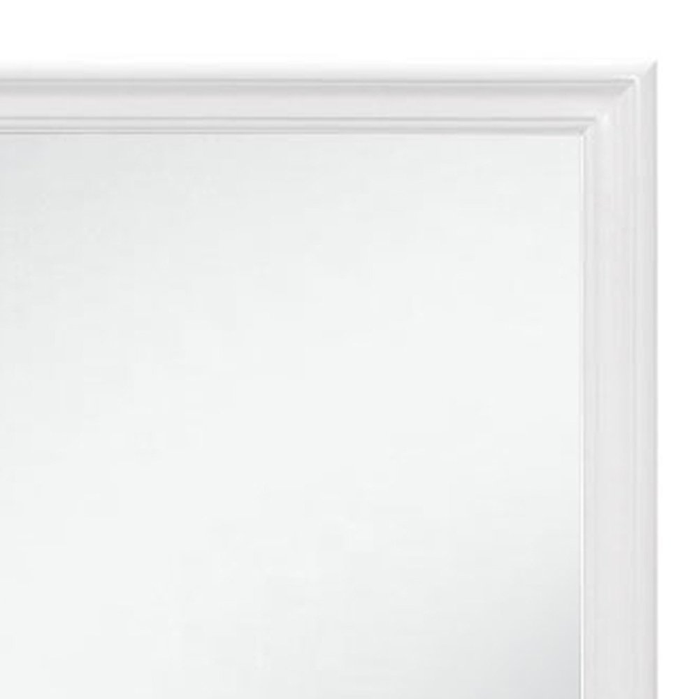 White Square Wood Framed Accent Mirror - 38-inch