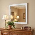 White Square Wood Framed Accent Mirror - 38-inch