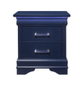 Blue Wood Lighted Two Drawer Nightstand - 24-inch