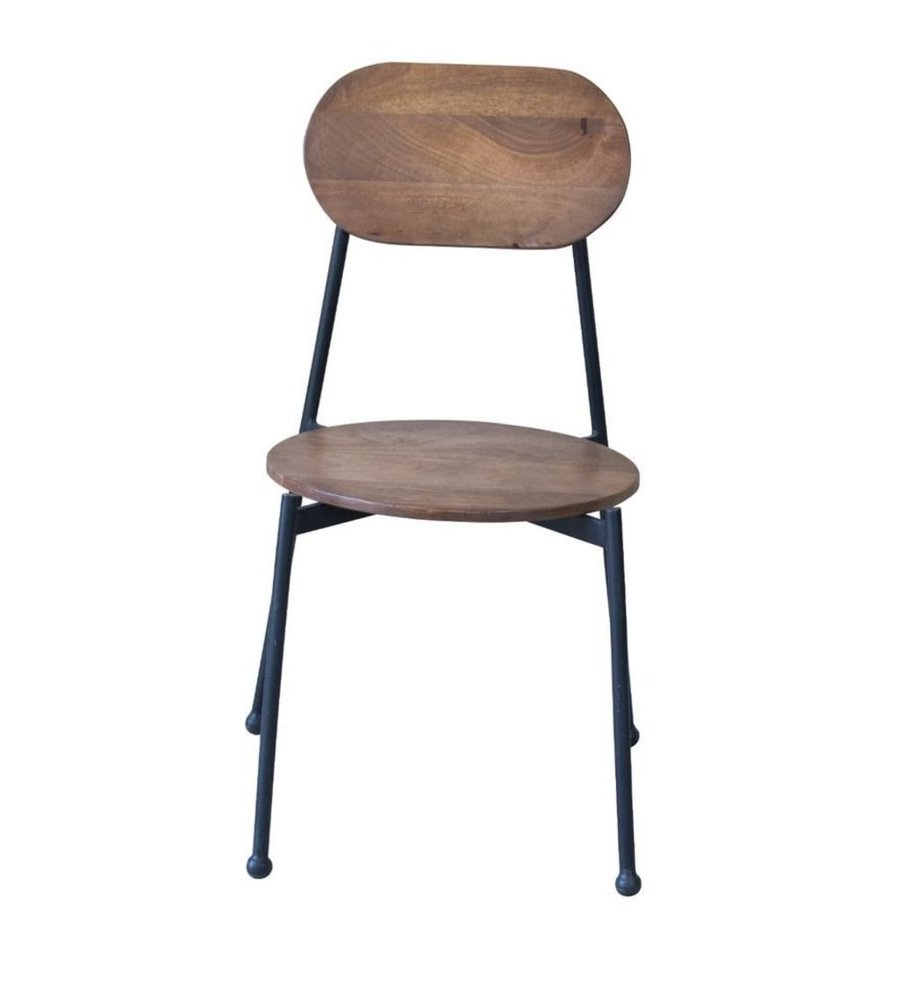 Set of Two Brown and Black Metal and Wood King Louis Back Dining Side Chairs