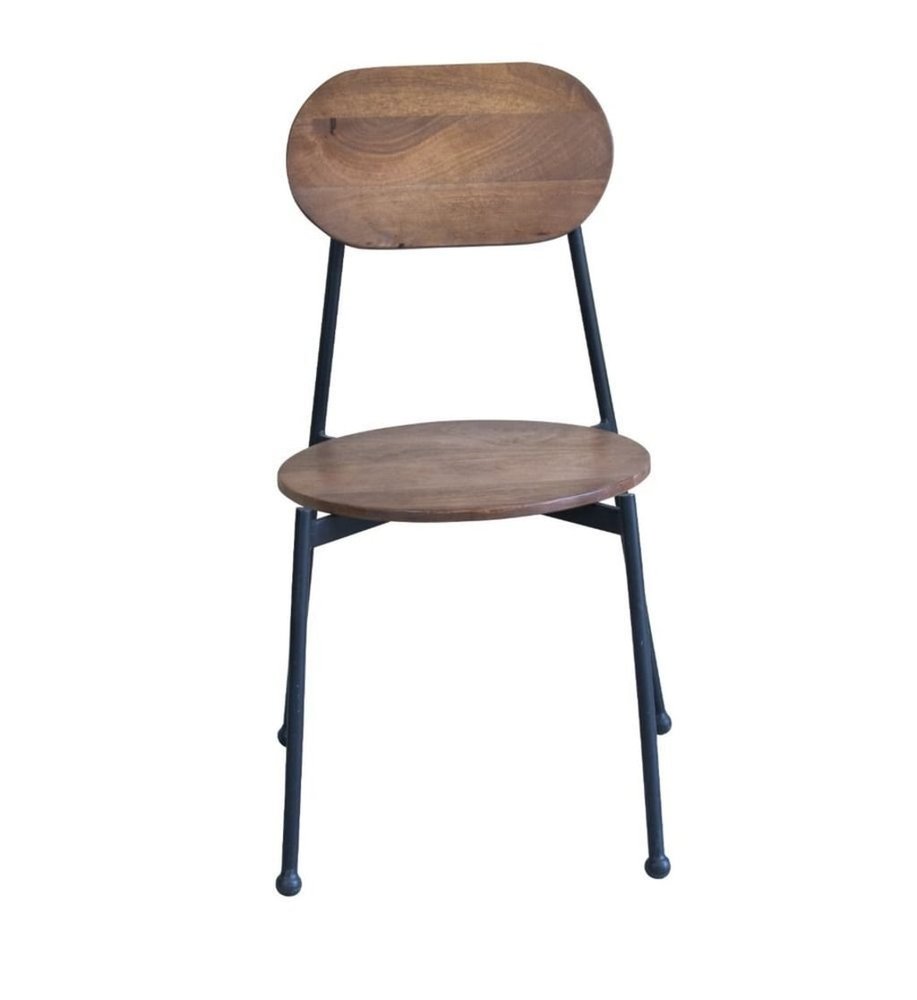 Set of Two Brown and Black Metal and Wood King Louis Back Dining Side Chairs