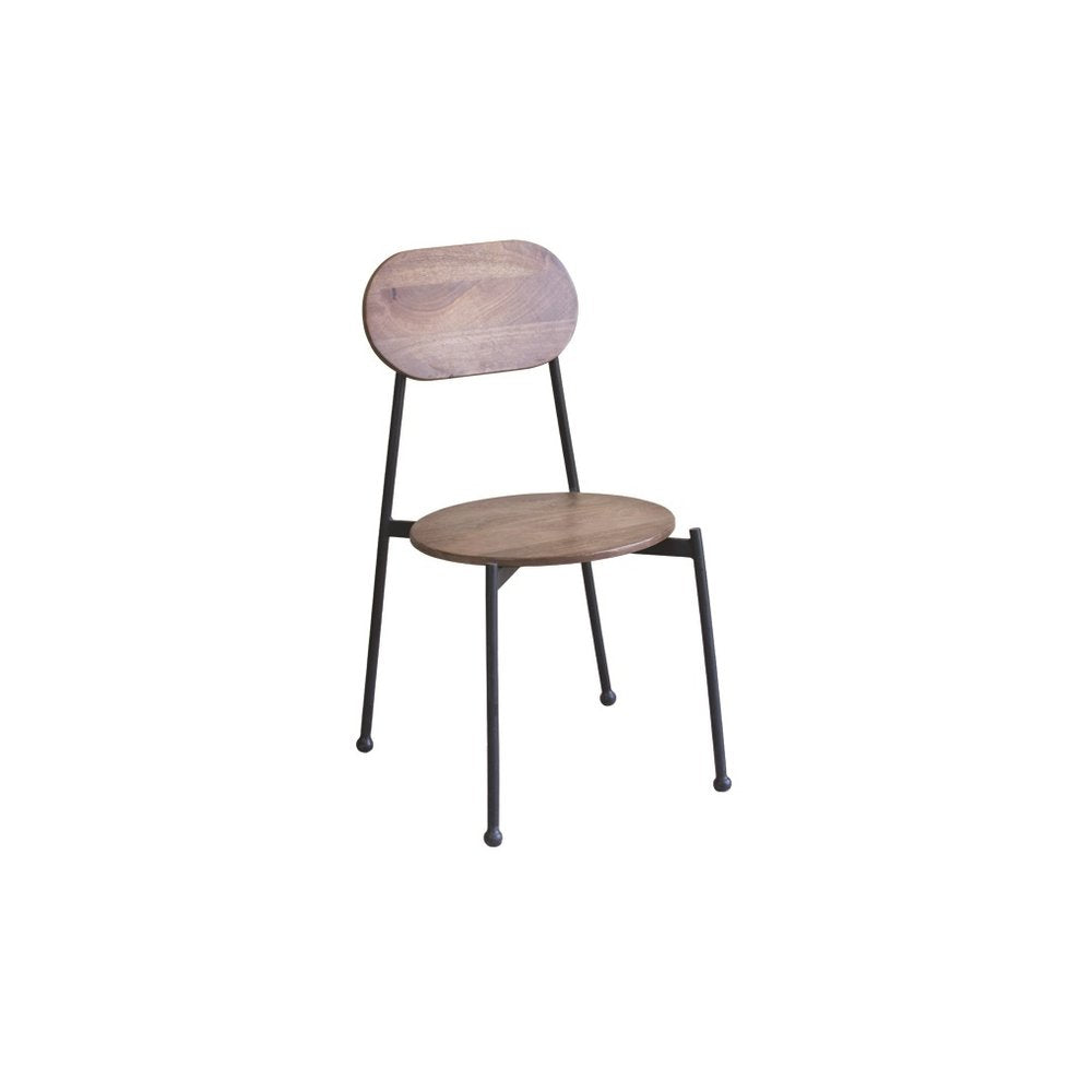 Set of Two Brown and Black Metal and Wood King Louis Back Dining Side Chairs