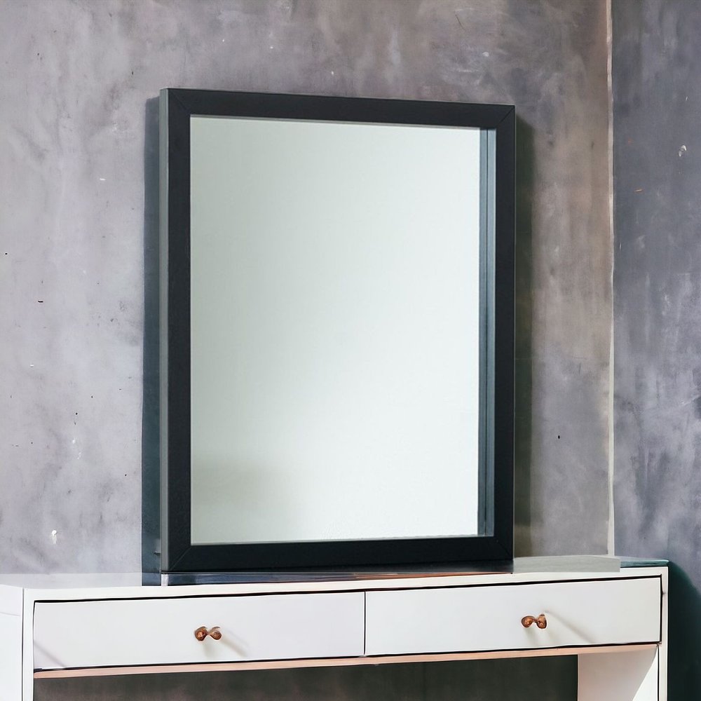 Black Wood Framed Dresser Mirror - 40-inch