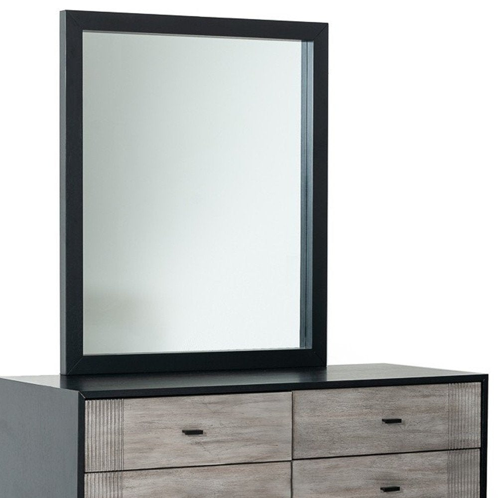Black Wood Framed Dresser Mirror - 40-inch