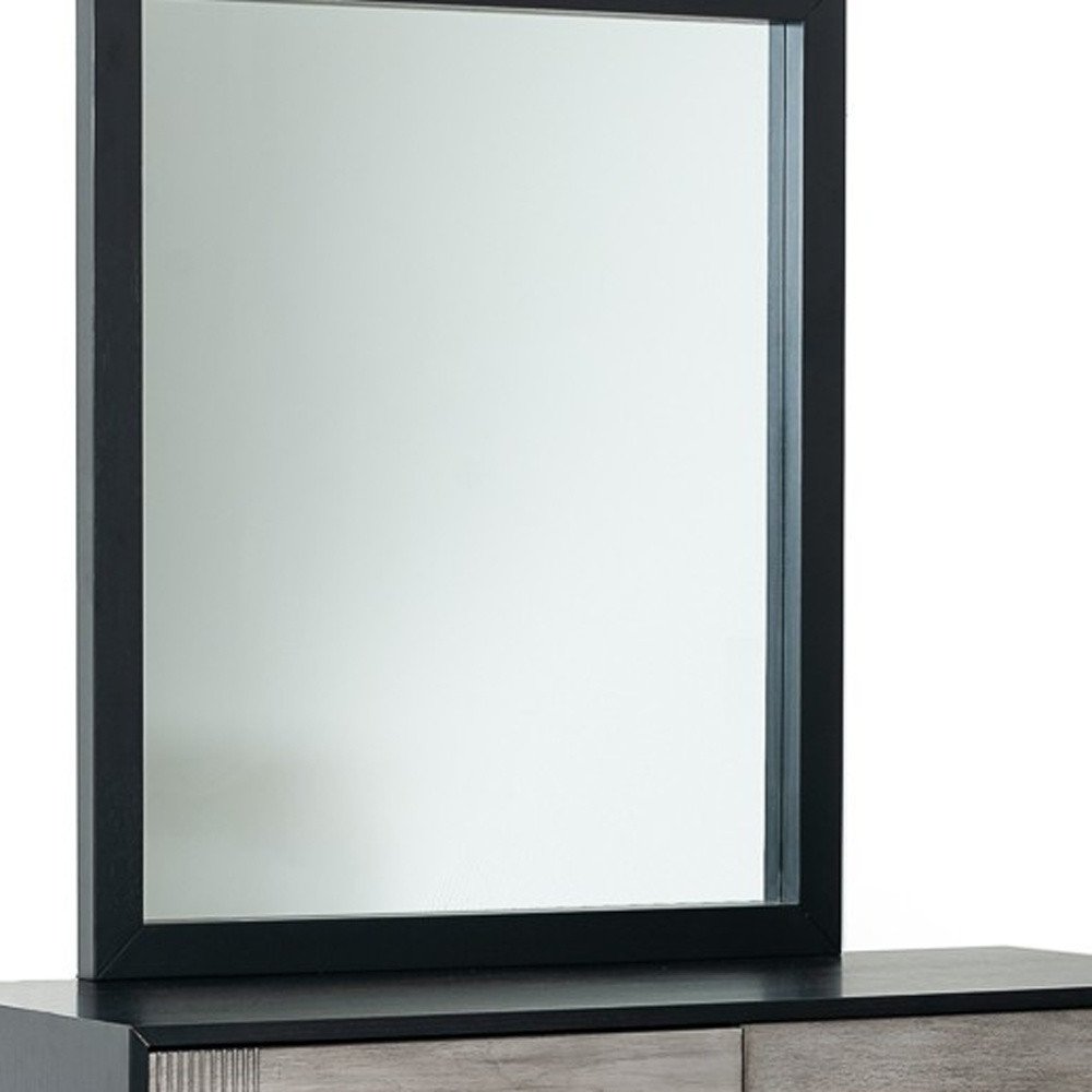Black Wood Framed Dresser Mirror - 40-inch