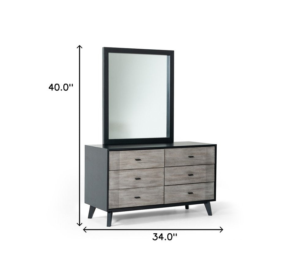 Black Wood Framed Dresser Mirror - 40-inch