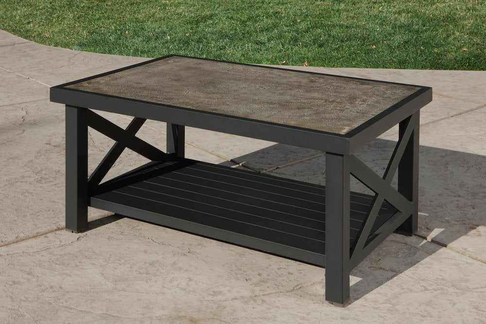 Six Piece Gray Metal Sectional Seating Group with Table