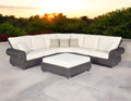Four Piece Brown and White Wicker Sectional Seating Group