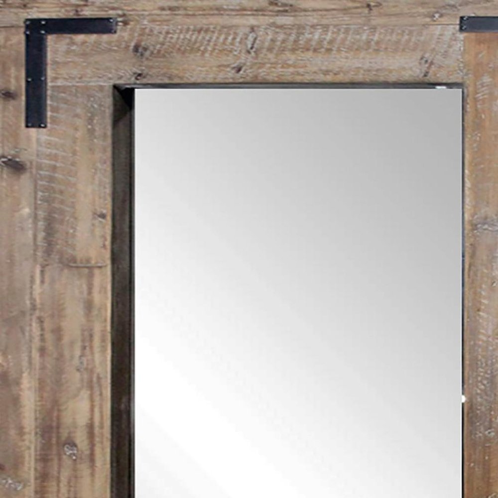 Brown Wood Framed Leaning Accent Mirror - 75-inch