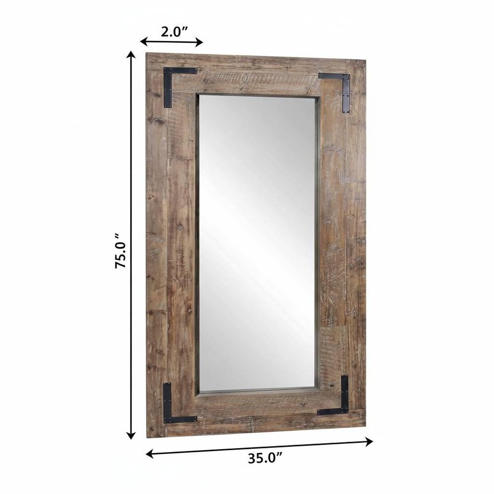 Brown Wood Framed Leaning Accent Mirror - 75-inch
