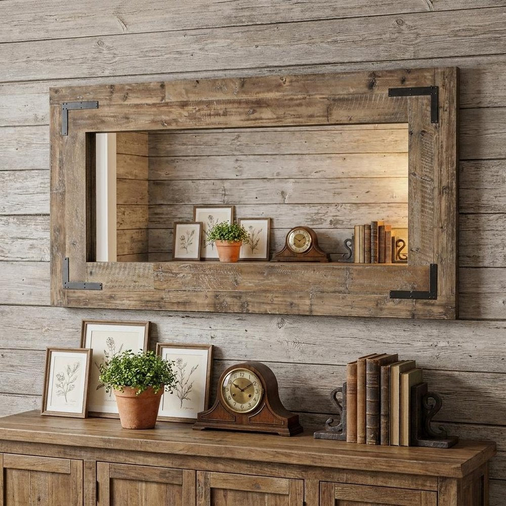 Brown Wood Framed Leaning Accent Mirror - 75-inch