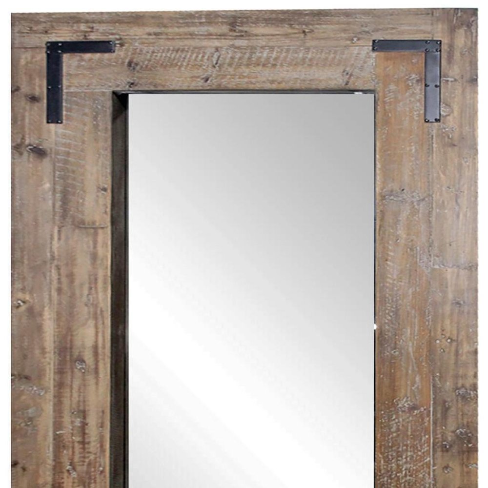 Brown Wood Framed Leaning Accent Mirror - 75-inch