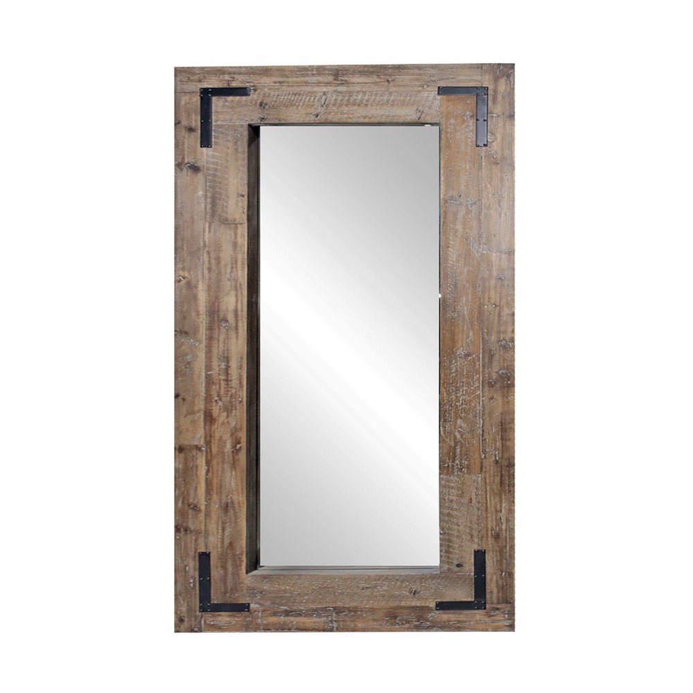 Brown Wood Framed Leaning Accent Mirror - 75-inch
