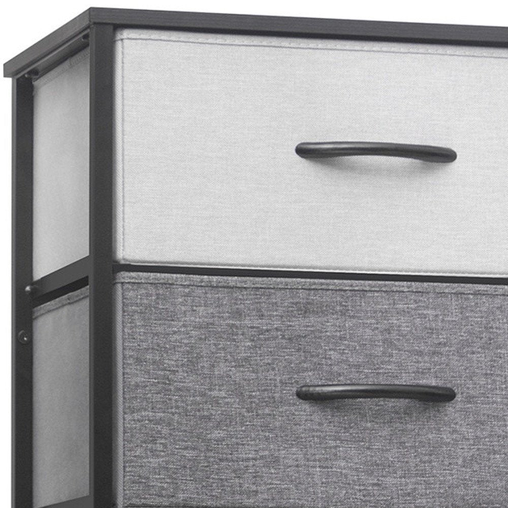 Gray and Black Steel and Fabric Six Drawer Chest - 18-inch