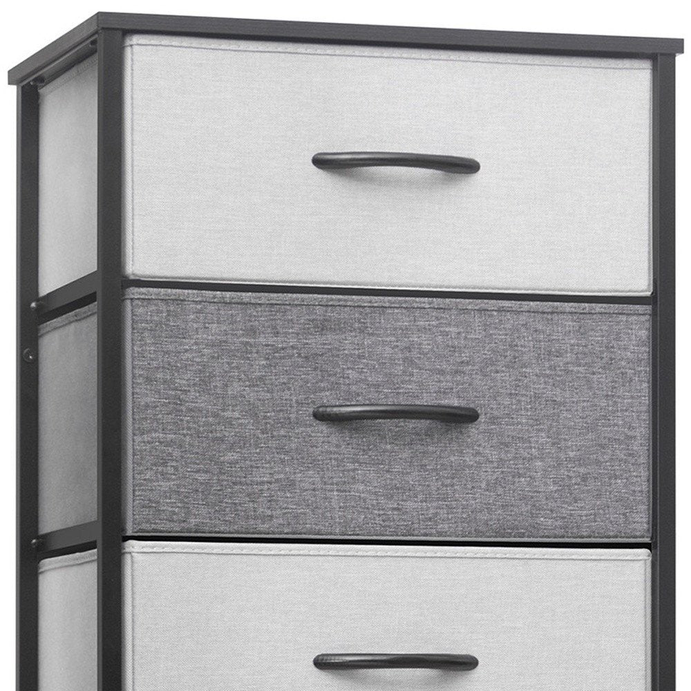 Gray and Black Steel and Fabric Six Drawer Chest - 18-inch