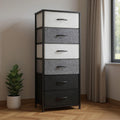Gray and Black Steel and Fabric Six Drawer Chest - 18-inch