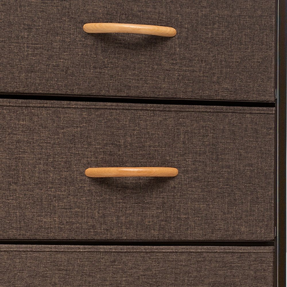 Brown Steel and Fabric Six Drawer Chest - 18-inch