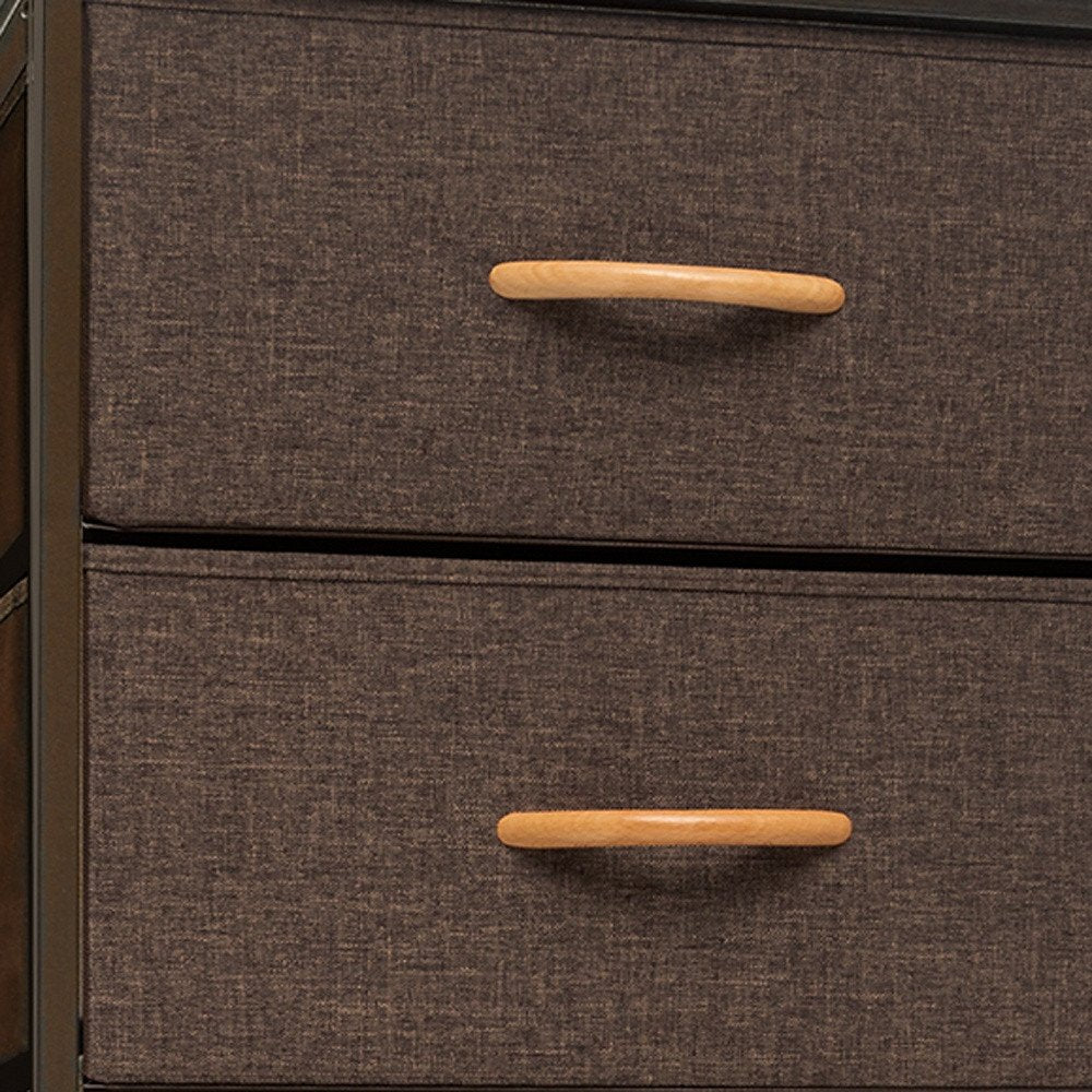 Brown Steel and Fabric Six Drawer Chest - 18-inch