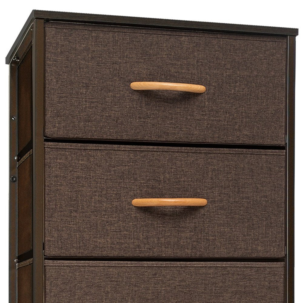 Brown Steel and Fabric Six Drawer Chest - 18-inch
